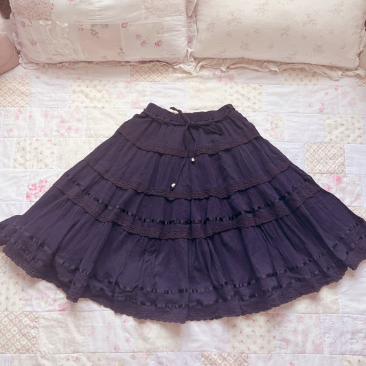 axes femme navy cotton midi skirt