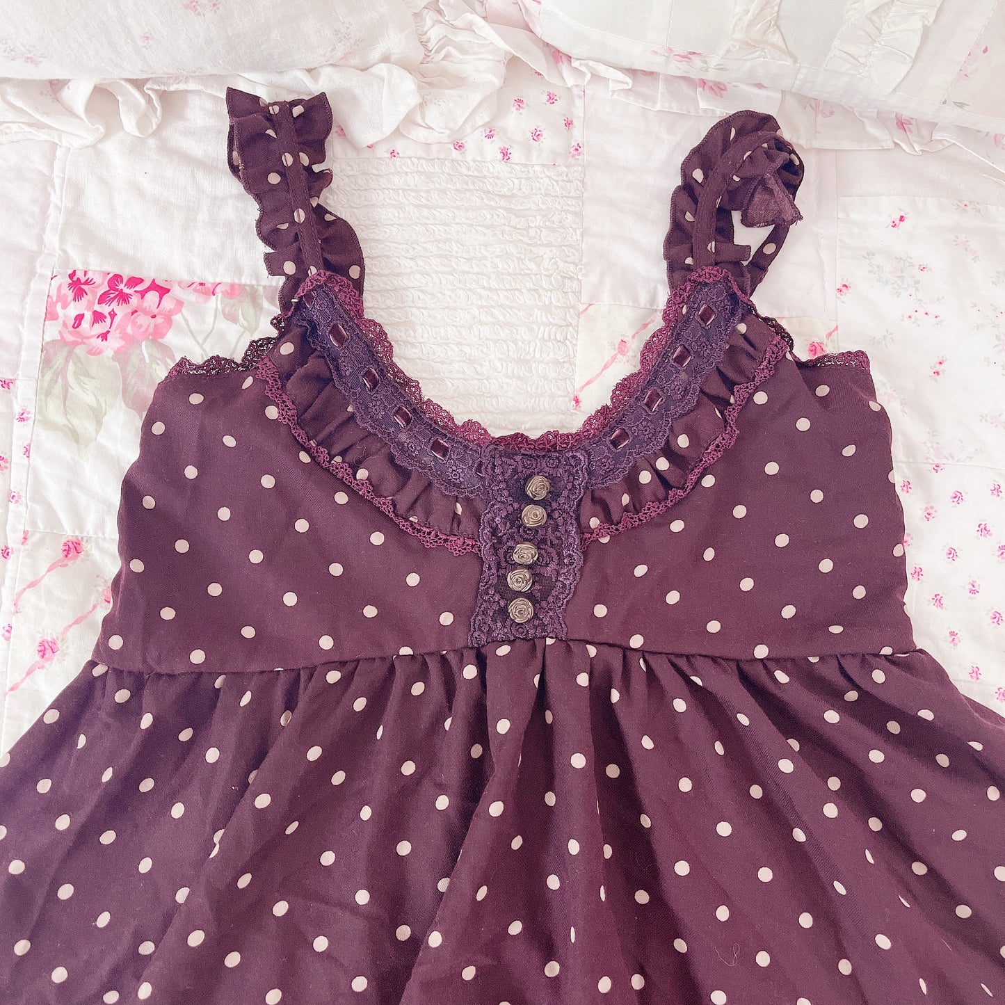 burgundy polka dot jsk