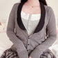 gray accent lapel cardigan