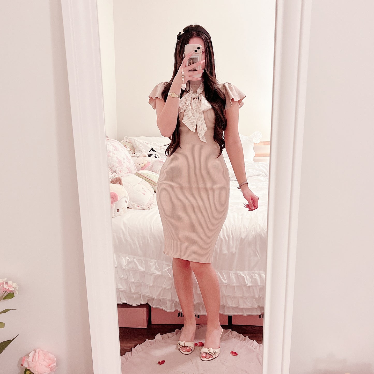 michellmacaron beige dress