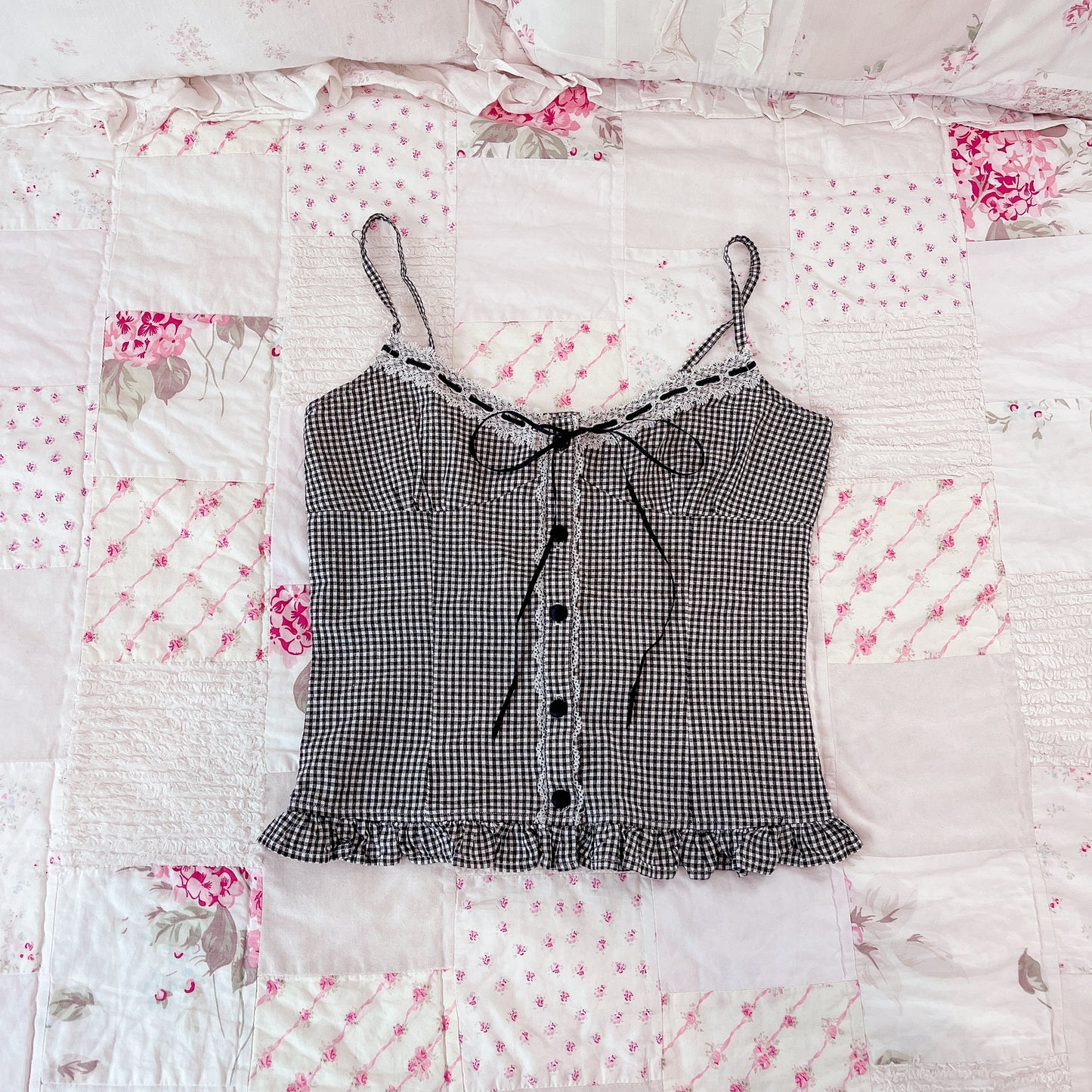 gingham bustier camisole