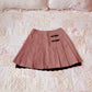 red tweed pleated skirt