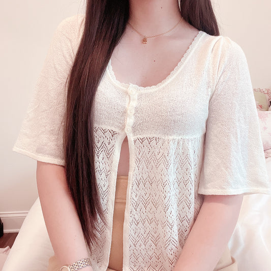 cream babydoll knit cardigan