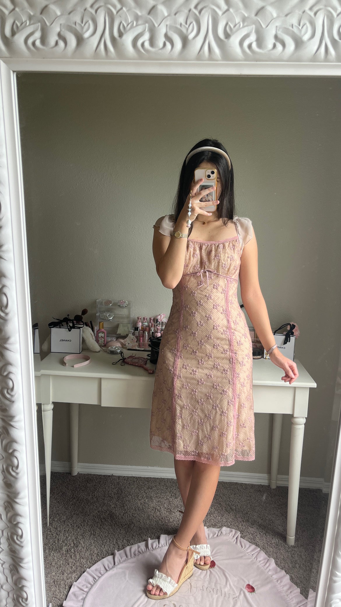 soft violet fitted dress