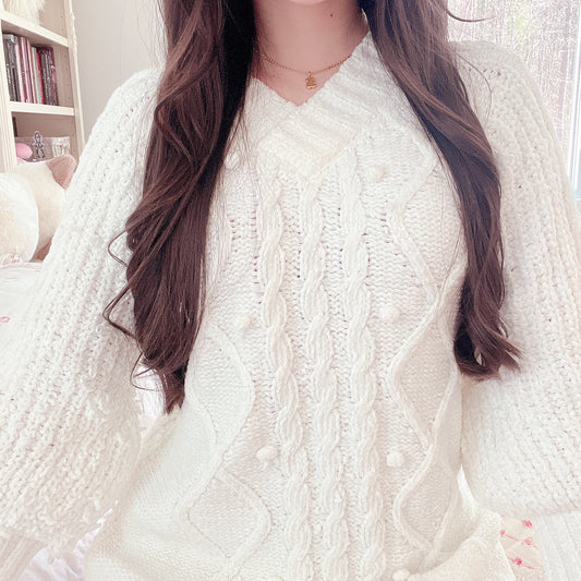 liz lisa cream cable knit sweater dress