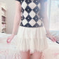 beige tulle accent mini skirt