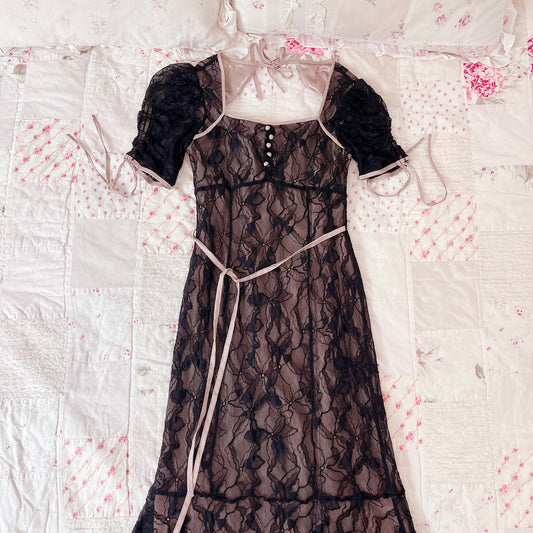 pium black lace mermaid dress