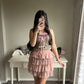 pink chiffon lace layer skirt