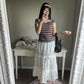 axes femme white tiered skirt