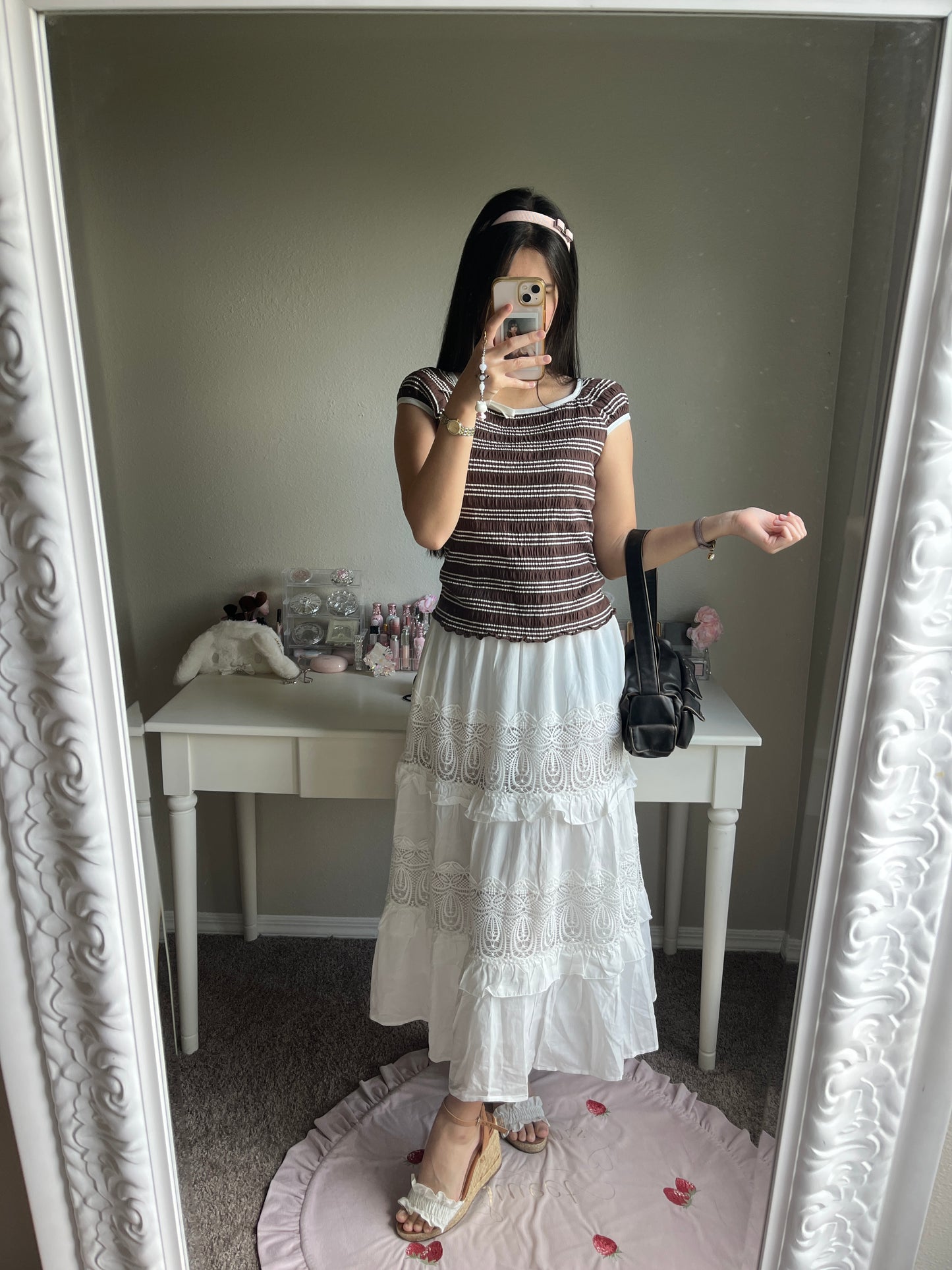 axes femme white tiered skirt