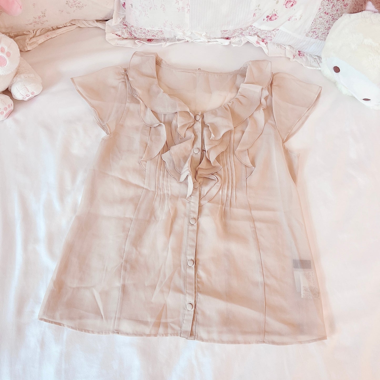 cream ruffle chiffon blouse