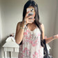 pink floral two piece dress set
