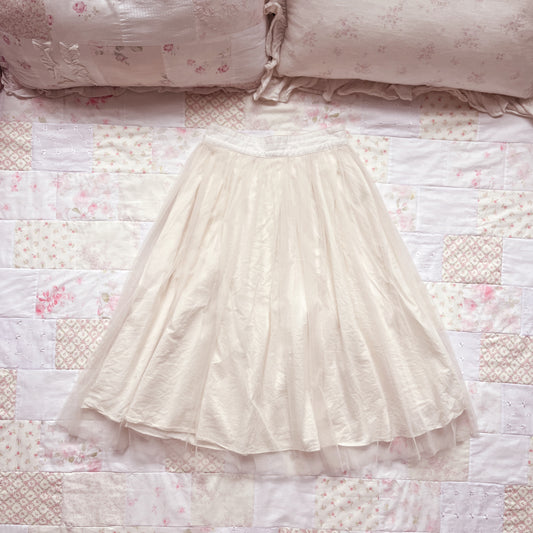 cream tulle midi skirt