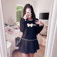 ribbon contrast black knit