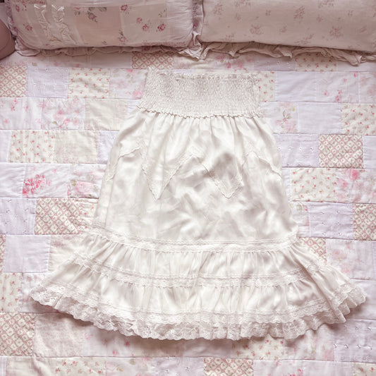 white mermaid layered skirt