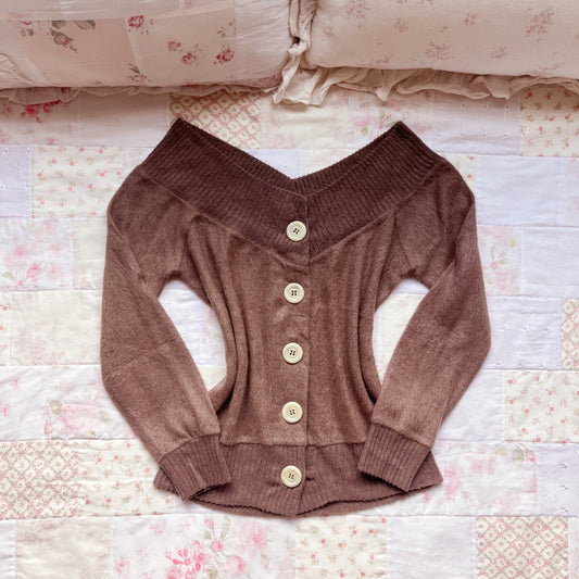 reversible brown button sweater