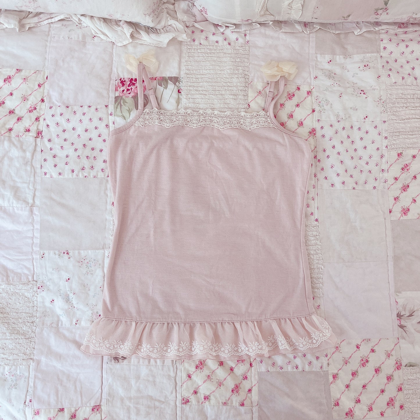 baby pink ribbon accent cami