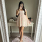 cream and pink floral chiffon dress