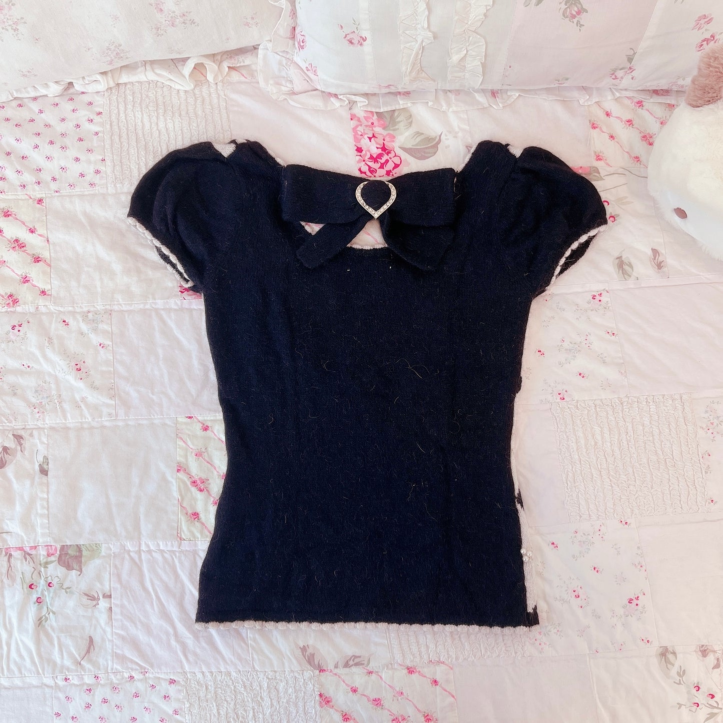 black argyle princess knit top