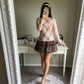pink choco check knit top