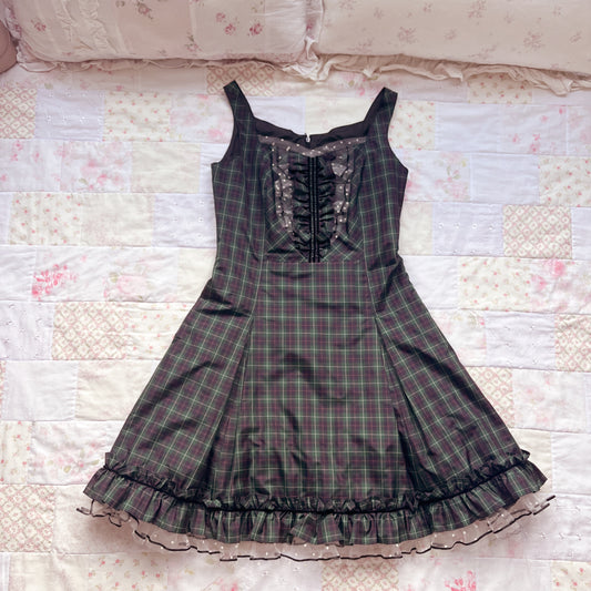 milk green tartan jsk