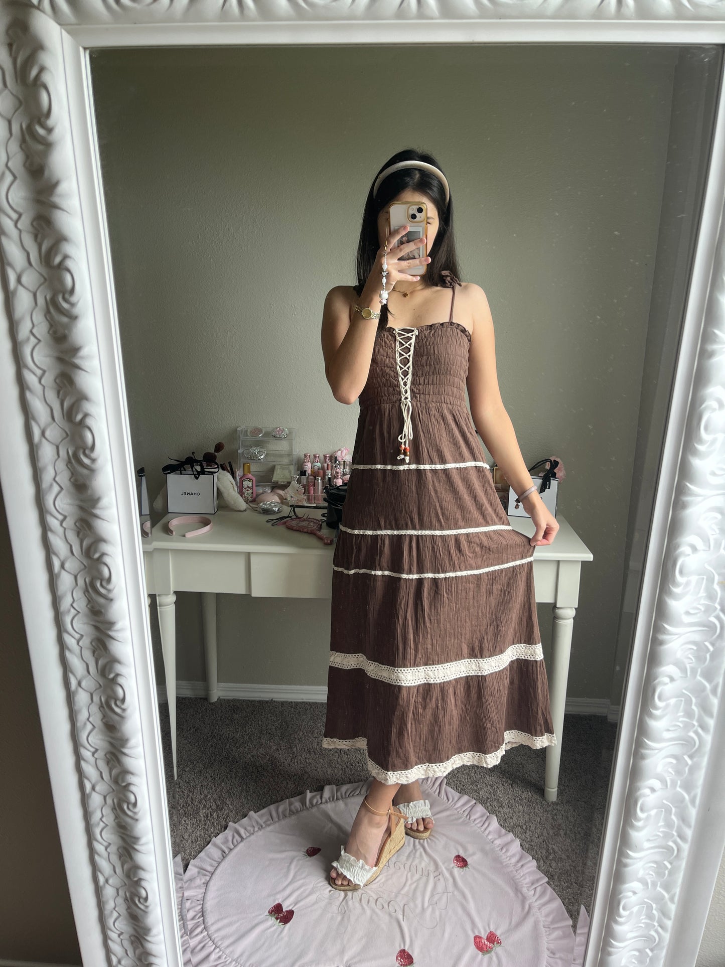 soft brown maxi dress