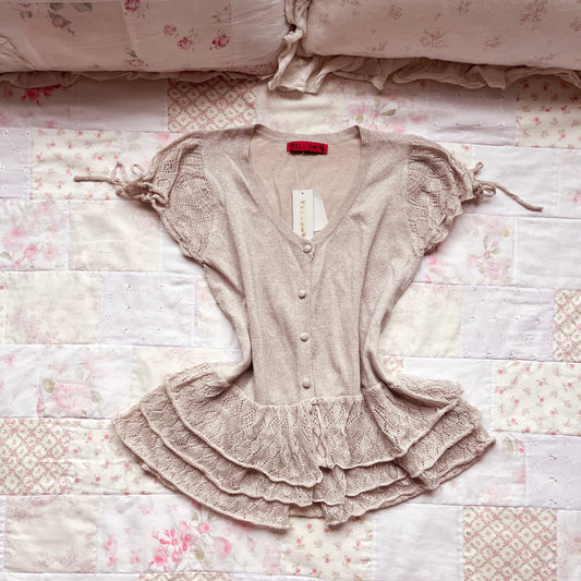 champagne peplum cardigan