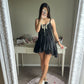 axes femme black lace mini dress