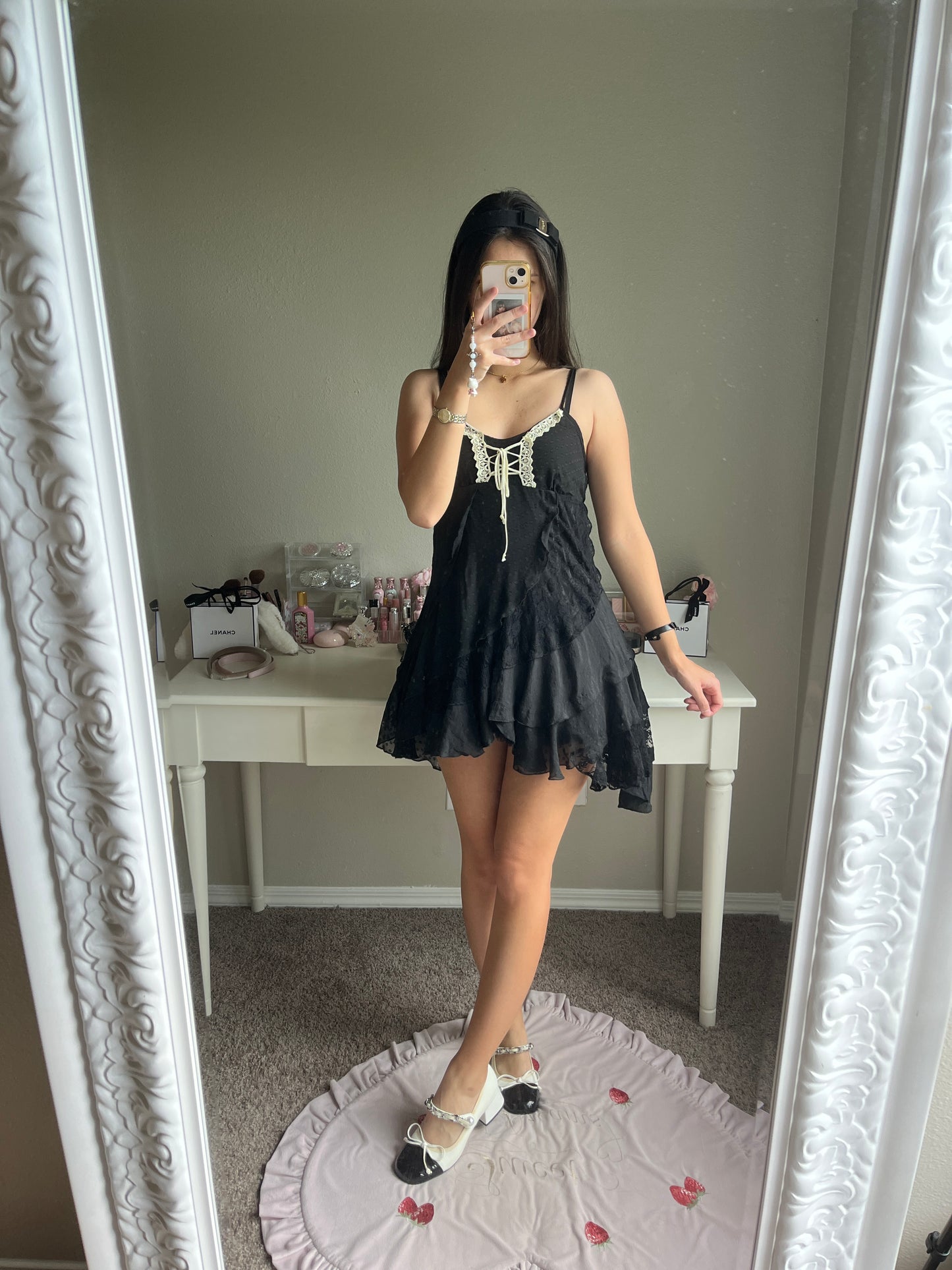 axes femme black lace mini dress