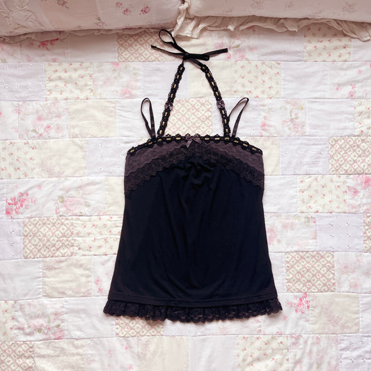 black gothic halter neck camisole