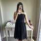 black shirring lounge dress