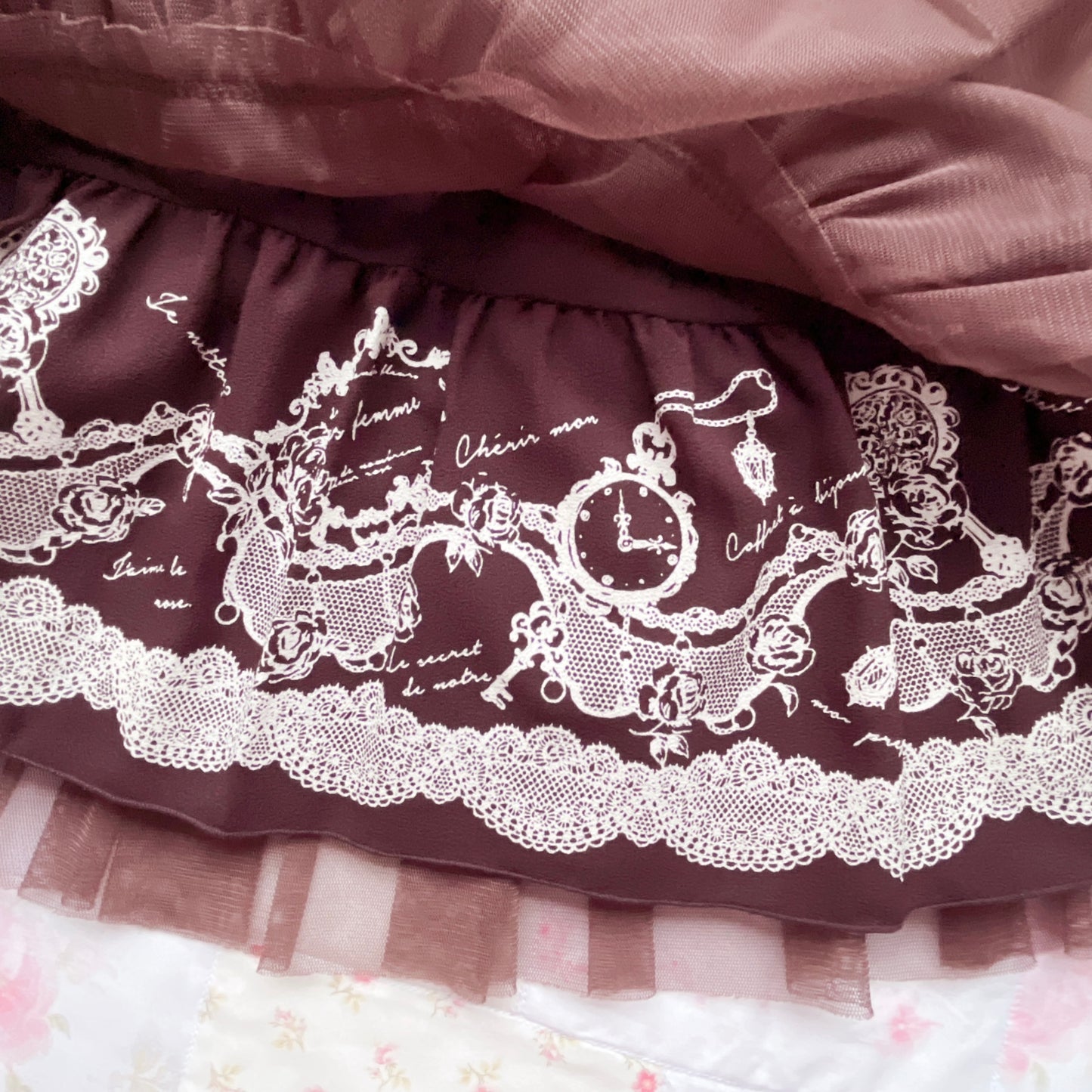 axes femme brown tulle tiered skirt