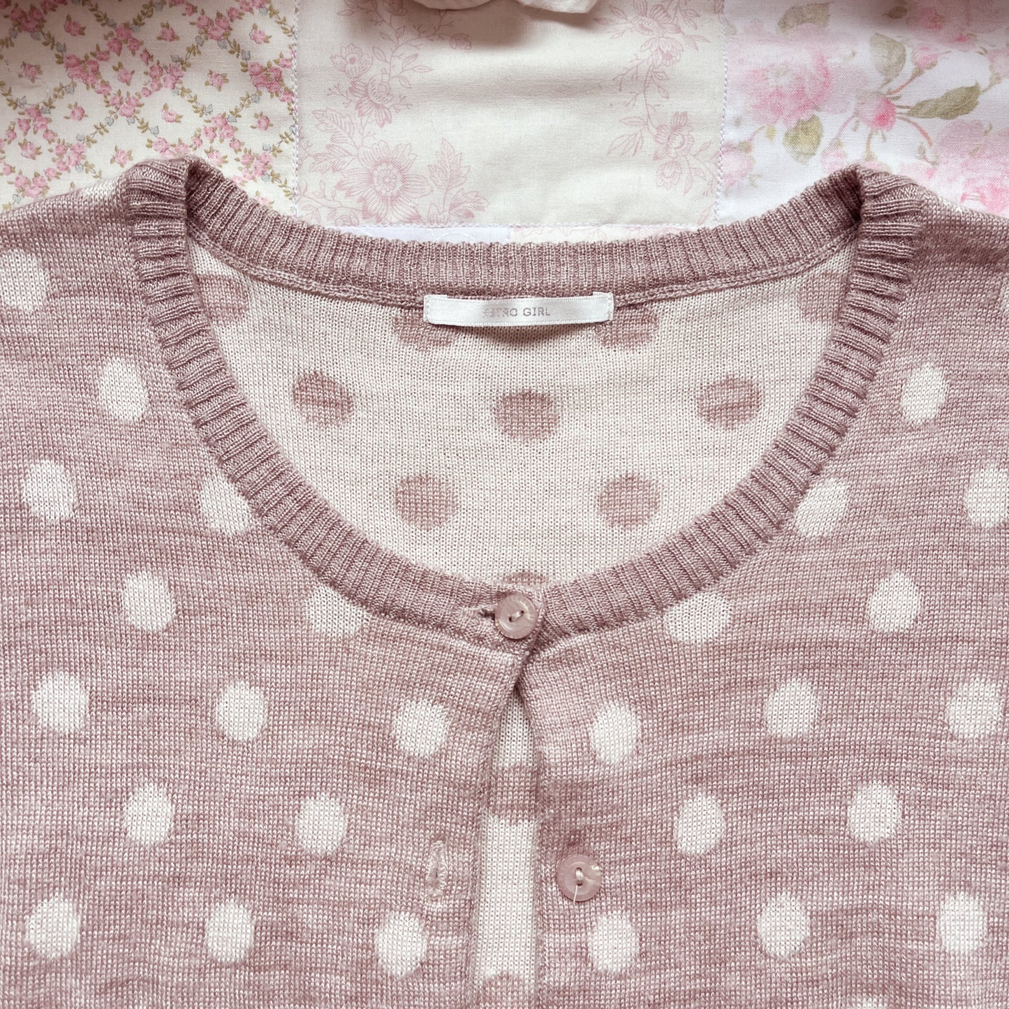 milk tea polka dot cardigan