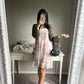 pink floral two piece dress set