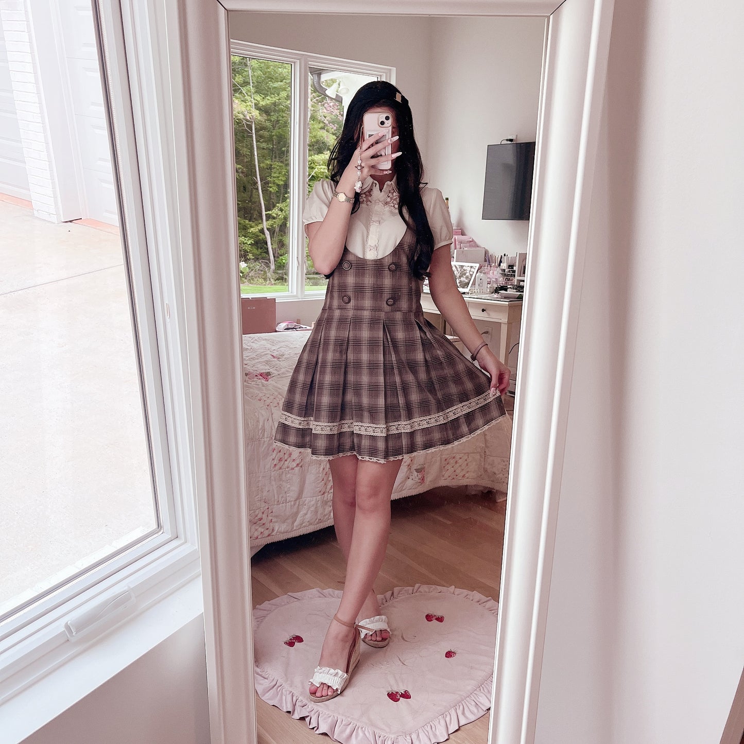 brown check jumper skirt