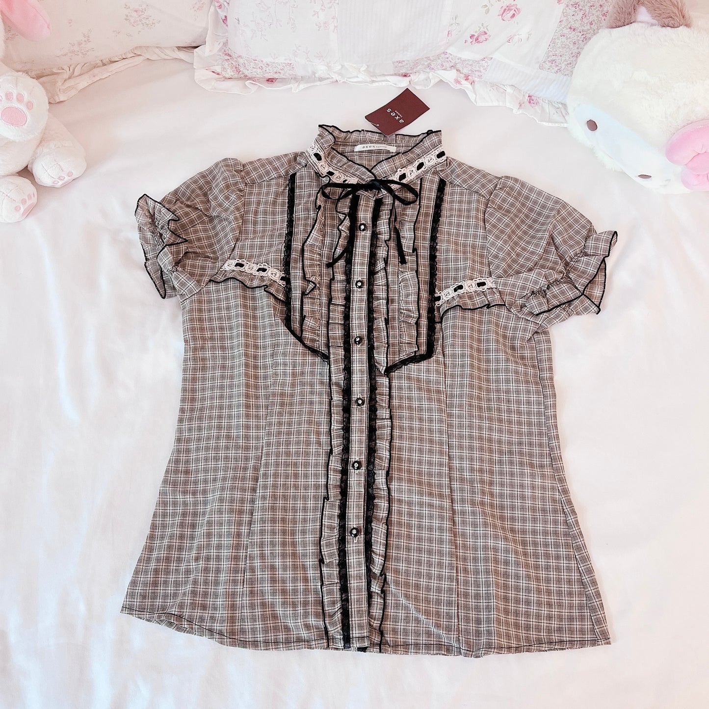 victorian check blouse