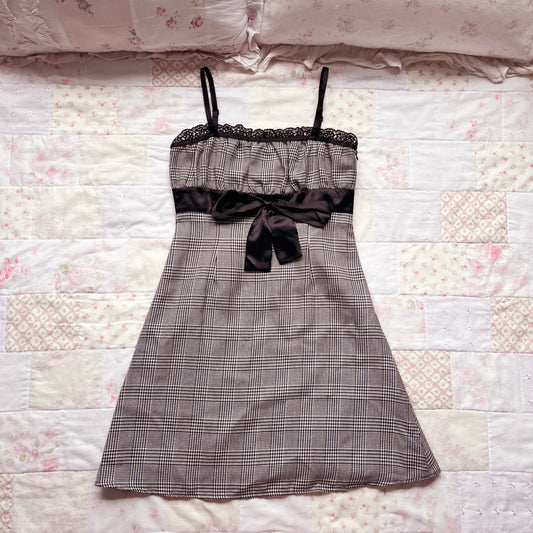 houndstooth check ribbon dress