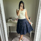 axes femme navy cotton midi skirt