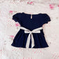 navy and white babydoll top