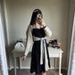 black shirring lounge dress