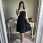 black shirring lounge dress