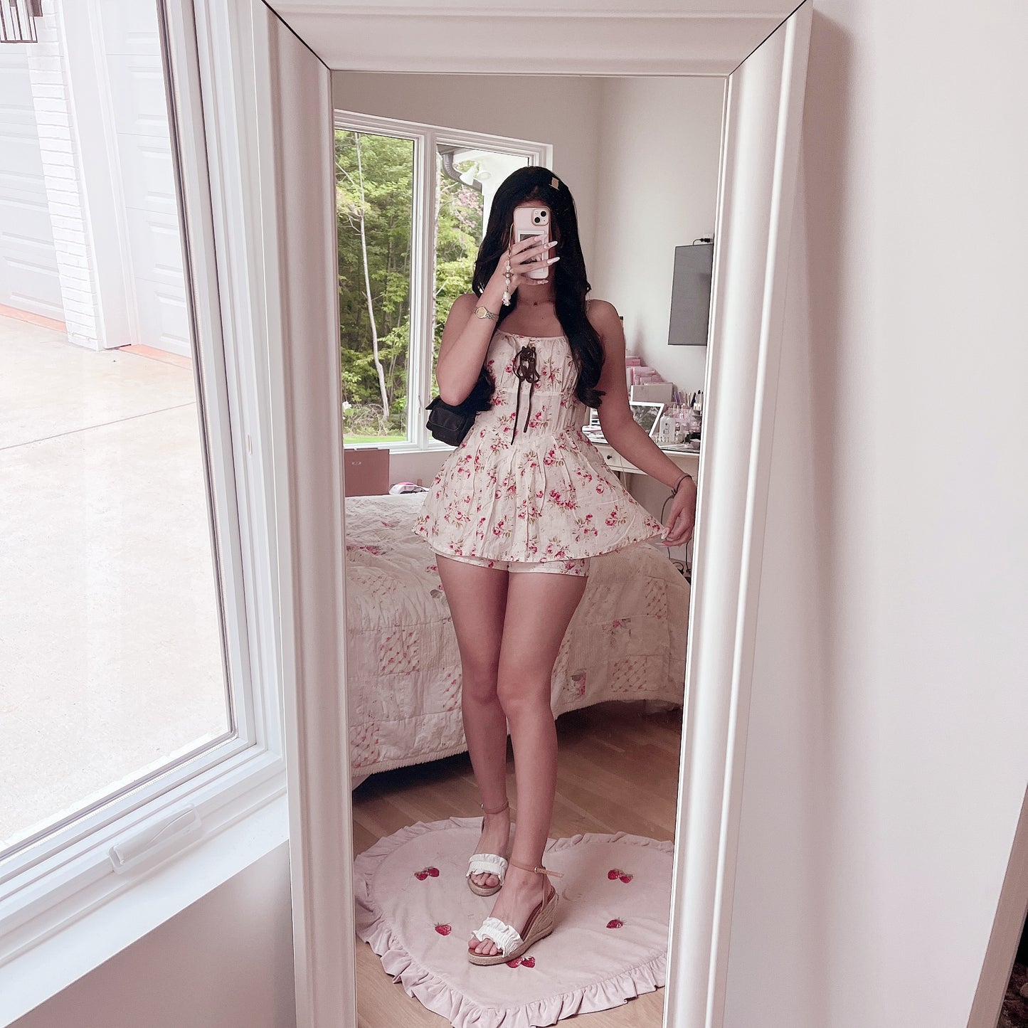 pink floral romper