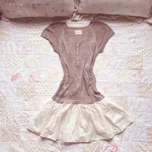 light brown drop waist dress