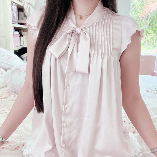 champagne pink button down blouse