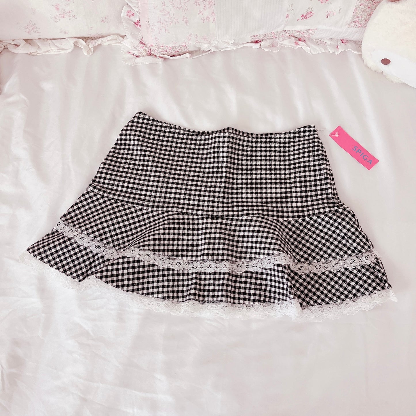 gingham flare miniskirt