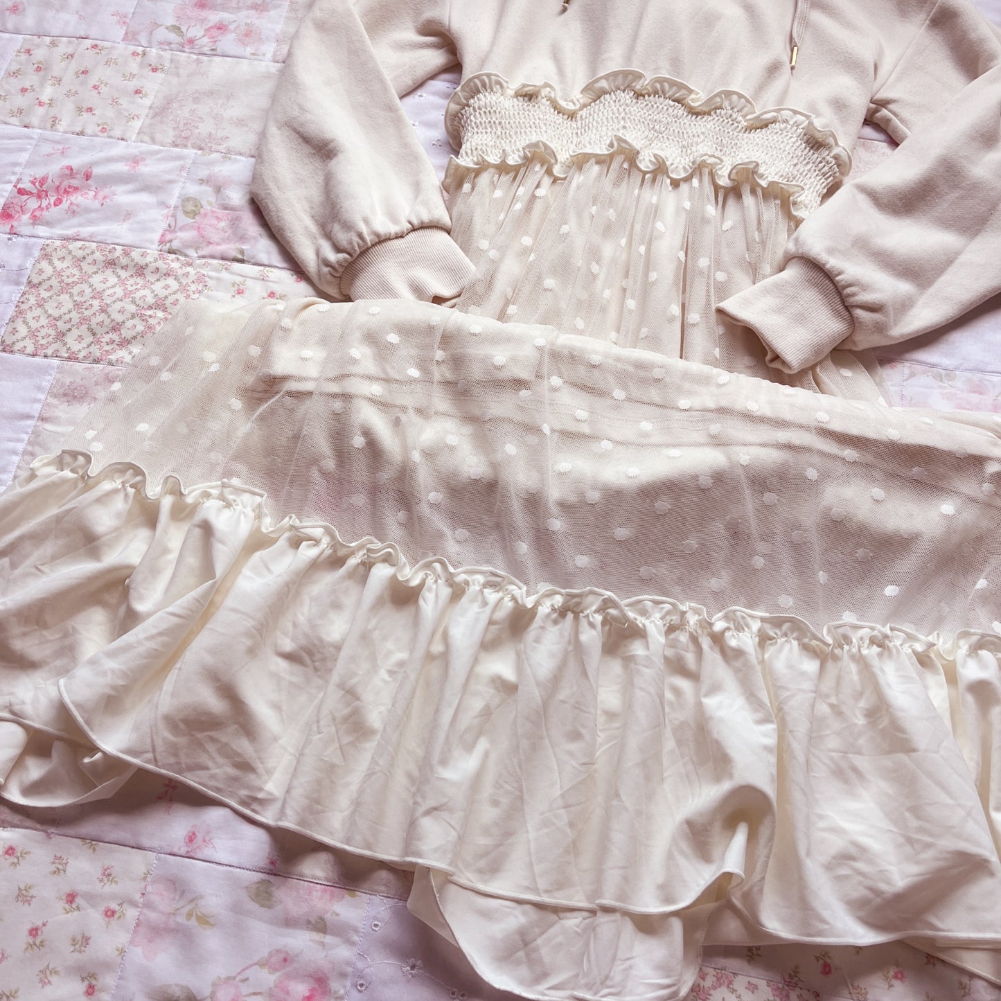 cream faux two piece sweater dress