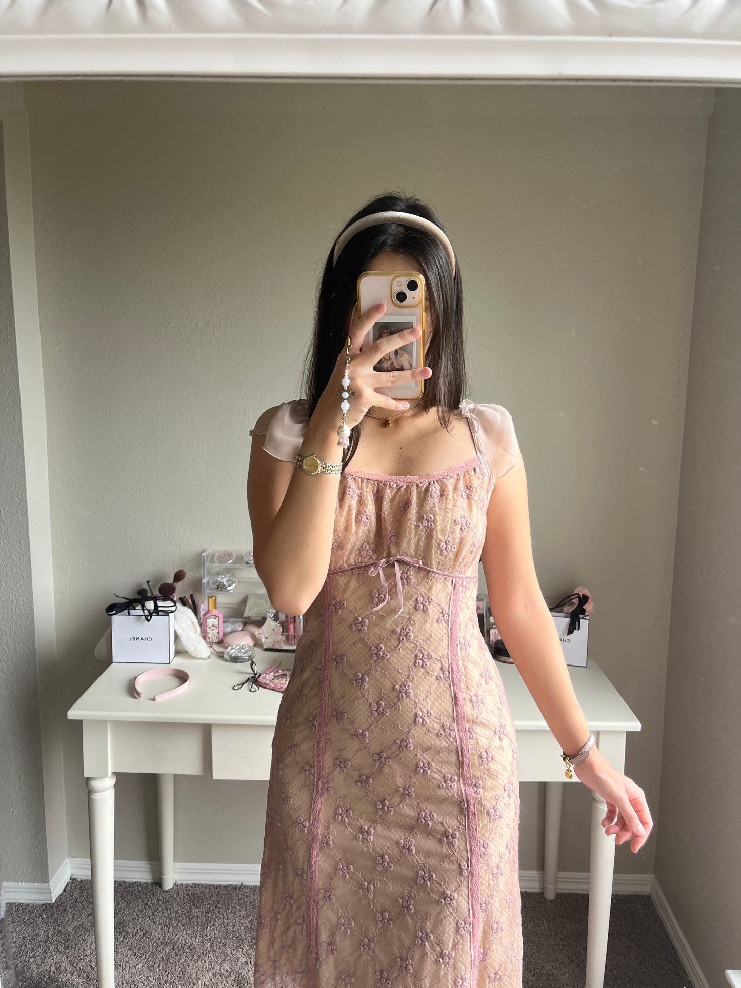 soft violet fitted dress