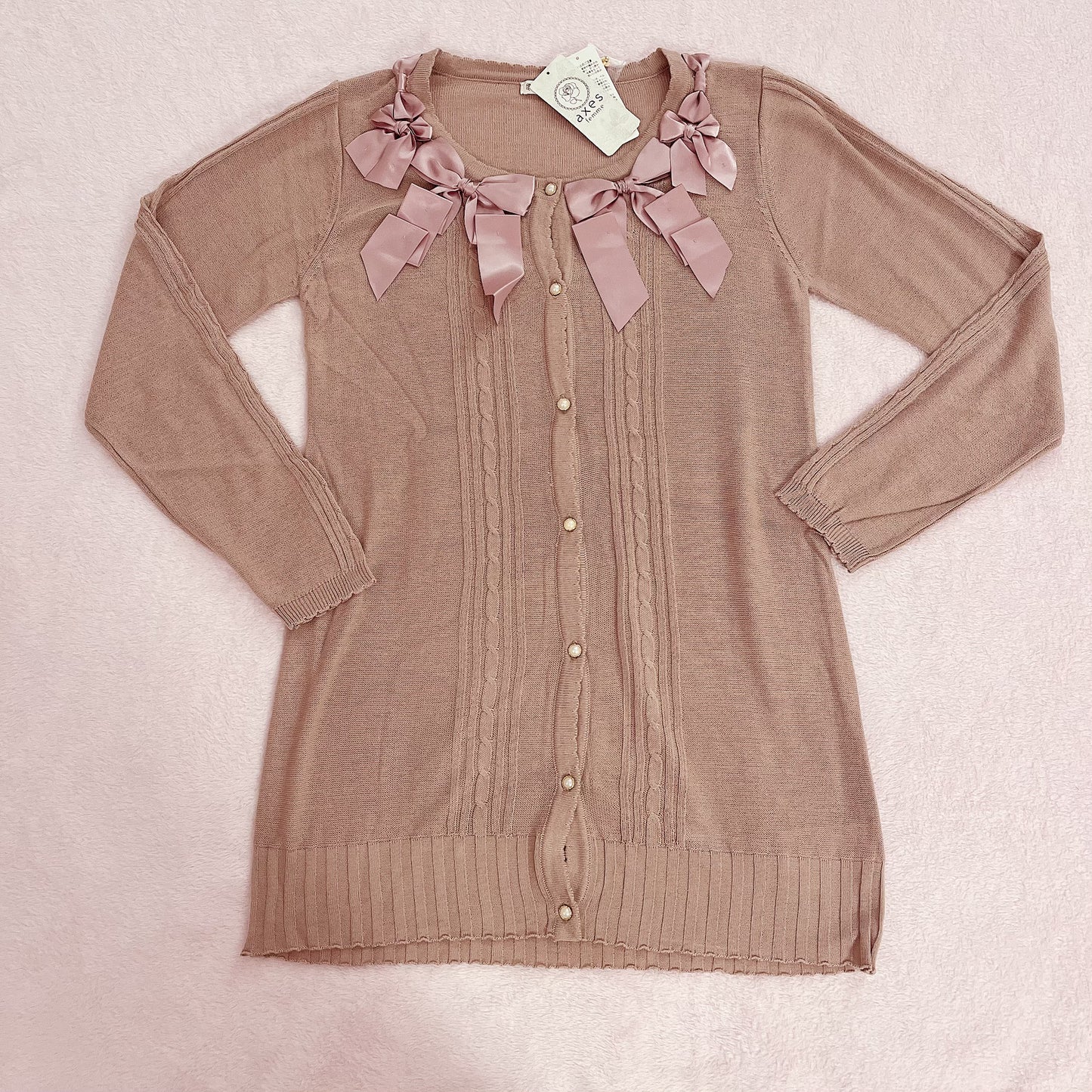 pink brown cardigan