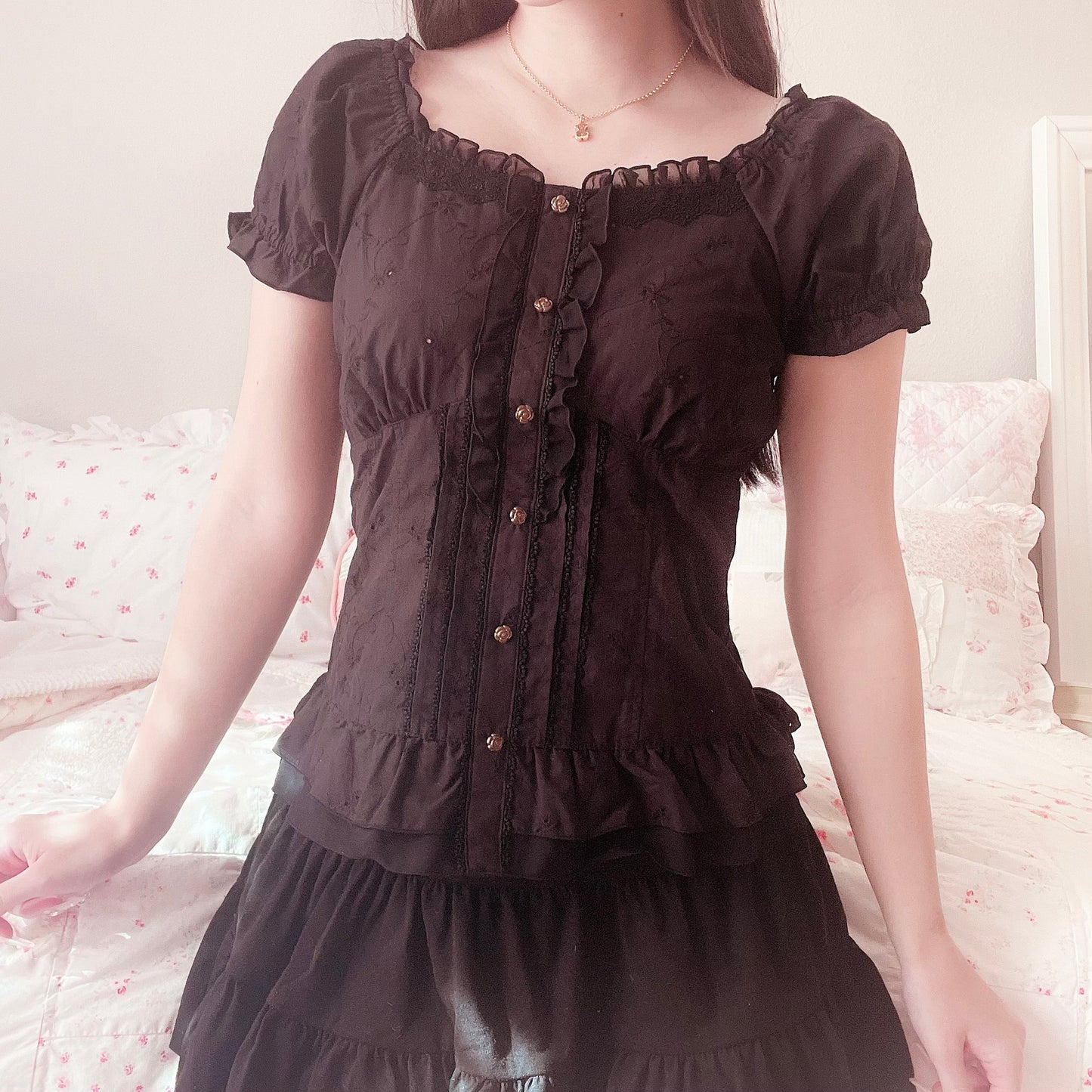 black eyelet princess blouse