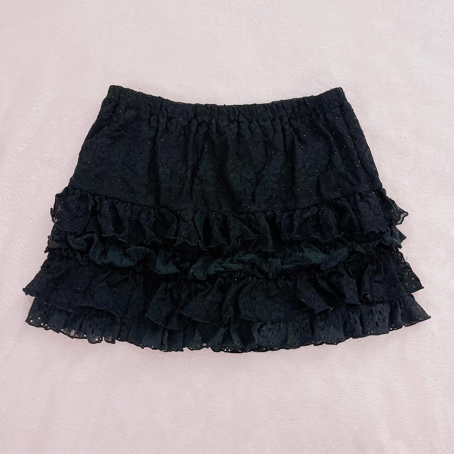 black lace tiered skirt